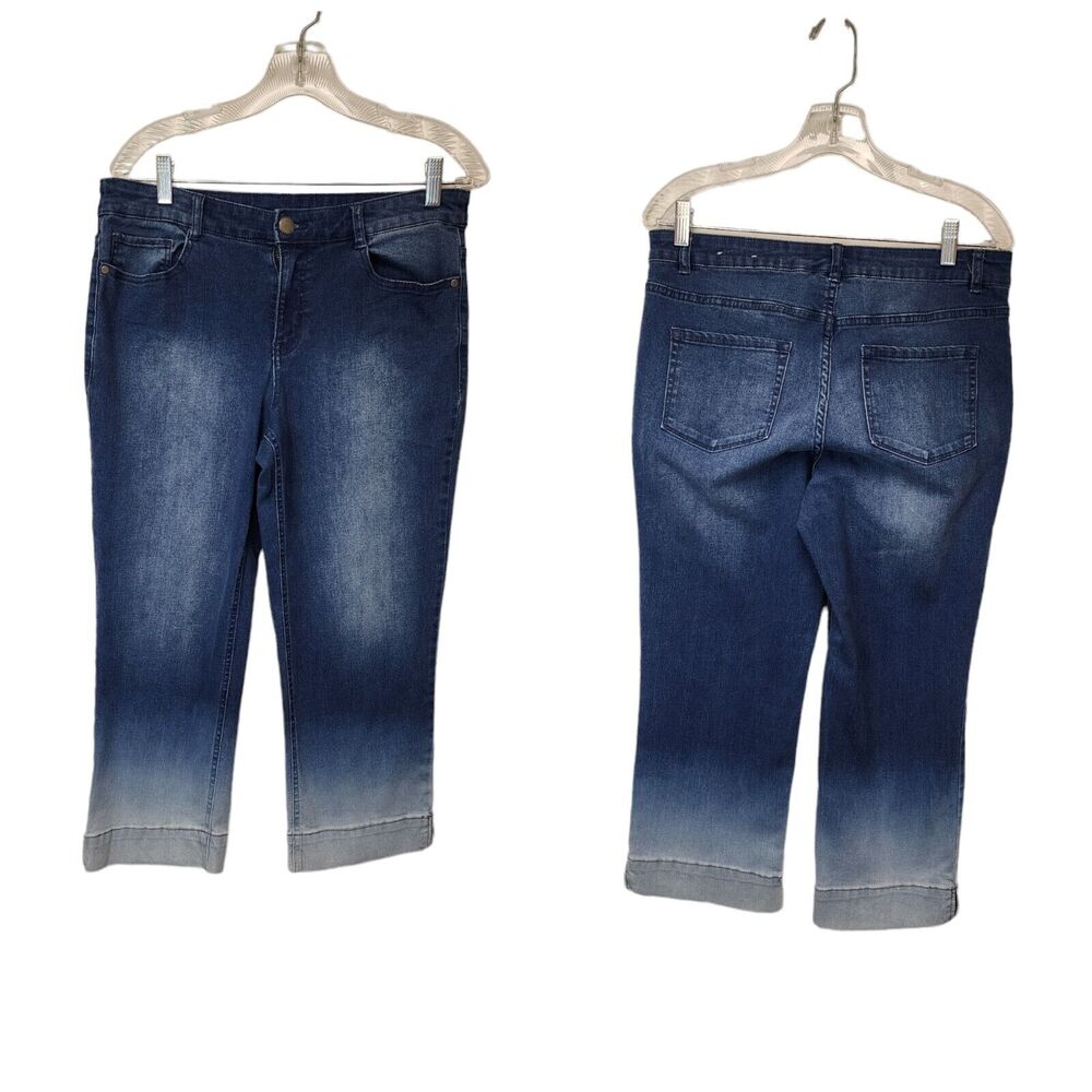 Christopher & Banks Size 8 Ombre Capri Jeans Stretch Modern Denim Soft